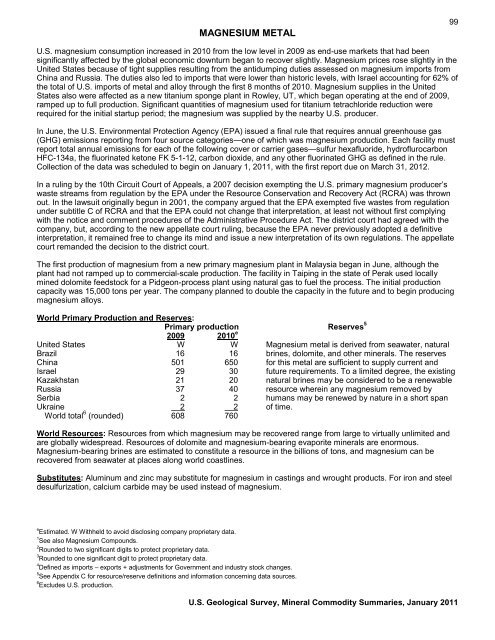 Mineral Commodity Summaries 2011 - Environmental and Energy ...