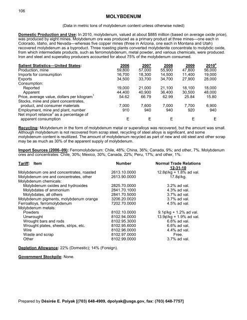 Mineral Commodity Summaries 2011 - Environmental and Energy ...