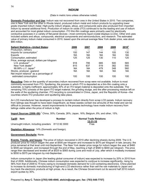 Mineral Commodity Summaries 2011 - Environmental and Energy ...