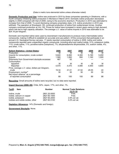 Mineral Commodity Summaries 2011 - Environmental and Energy ...