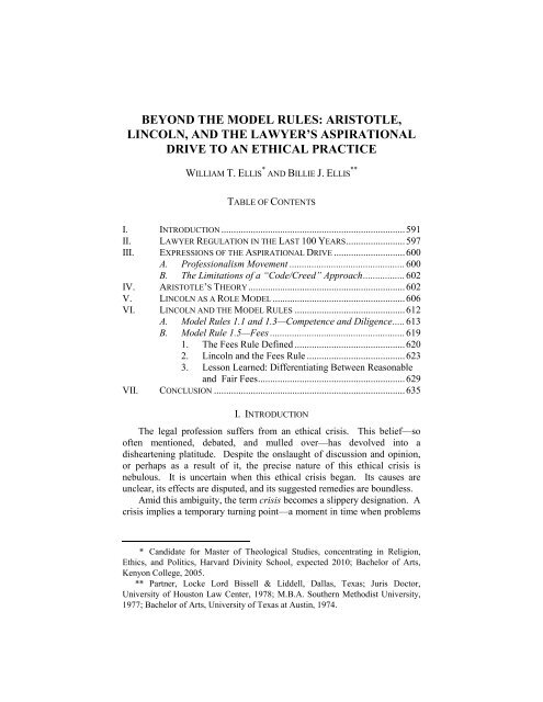 Beyond The Model Rules - Thomas M. Cooley Law School