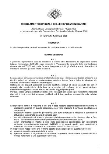 REGOLAMENTO SPECIALE DELLE ESPOSIZIONI CANINE ... - Enci