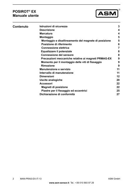 POSIROT® - PRAS - Sensori angolari analogici per ... - ASM GmbH