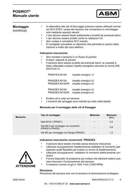 POSIROT® - PRAS - Sensori angolari analogici per ... - ASM GmbH