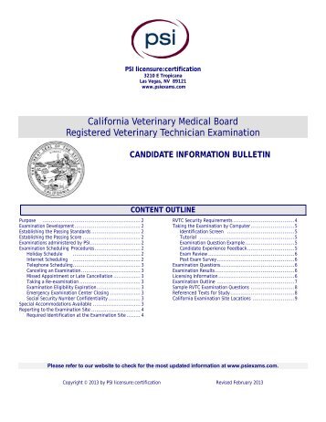 Candidate Information Bulletin - California Veterinary Medical Board ...