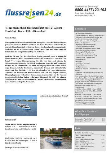 4 Tage Main-Rhein-Flusskreuzfahrt mit TUI Allegra ... - Flussreisen 24