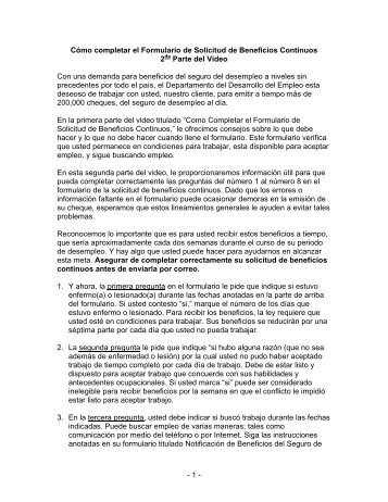 How to Complete the Continued Claim Form - Espanol