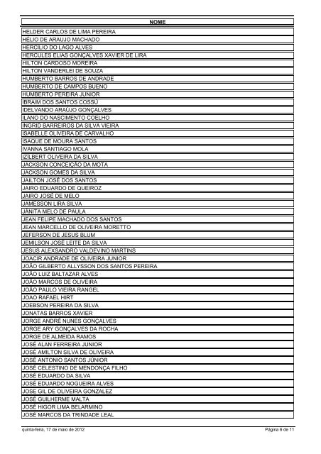 RelaÃ§Ã£o Nominal dos Candidatos que tiveram a solicitaÃ§Ã£o ... - CIAAR