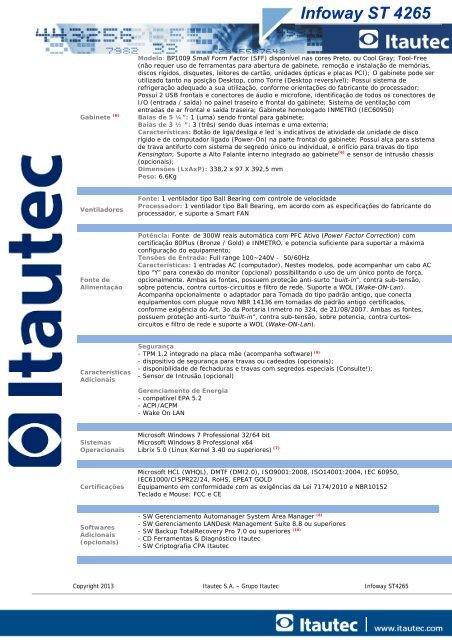 Infoway ST 4265 Modelo BP1009 2013.pdf - Itautec