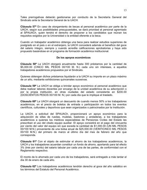 Contrato colectivo de trabajo 2009 UACH - SPAUACH