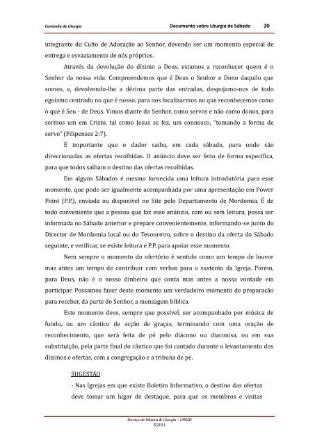Documento sobre Liturgia de SÃ¡bado - Igreja Adventista do SÃ©timo ...