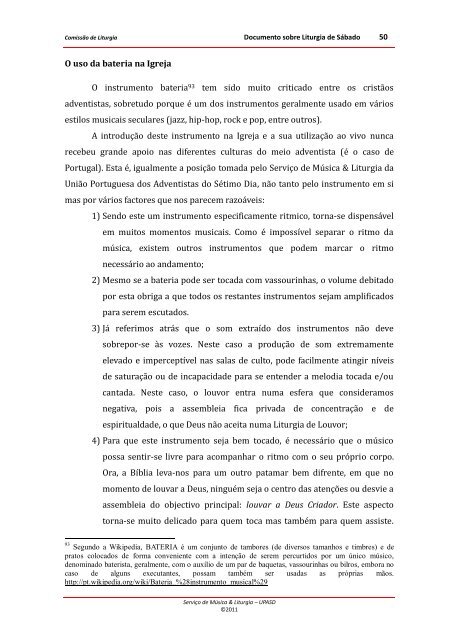 Documento sobre Liturgia de SÃ¡bado - Igreja Adventista do SÃ©timo ...