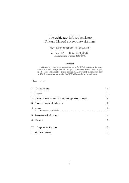 The achicago LaTeX package - University of Chicago