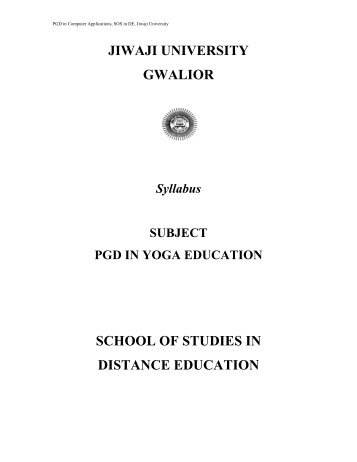 PGD in Yoga Education - Jiwaji University, Gwalior