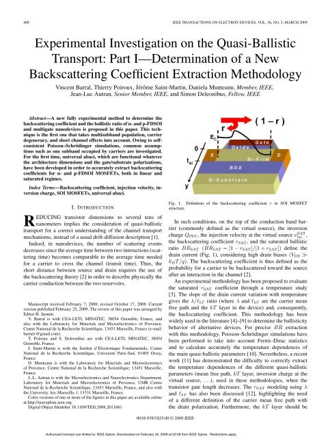 Experimental Investigation On The Quasi Ballistic Transport Part Ief Experimental Investigation On The Quasi Ballistic Transport Part Ief