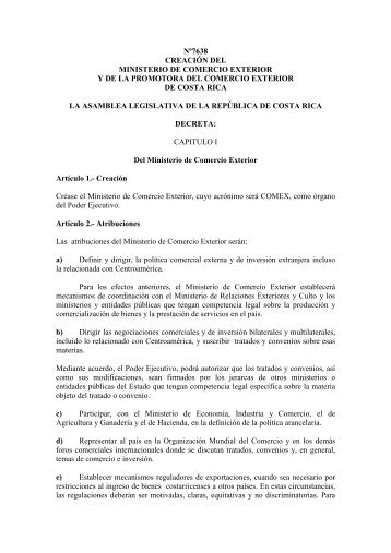 Ley CreaciÃ³n del Ministerio de Comercio Exterior y de la ... - Procomer