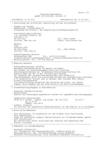 Seite: 1/5 Sicherheitsdatenblatt gemÃ¤Ã 1907/2006/EG ... - Colodur