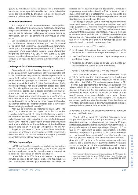 Ostéodystrophie rénale (1) ; diagnostic invasif et non invasif des ...