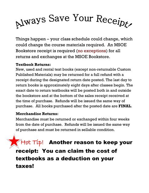 Textbook Guide - MSOE Bookstore