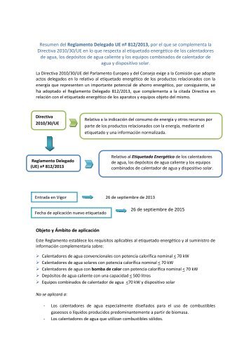 Resumen del Reglamento Delegado UE nÂº 812/2013, por el ... - Afec