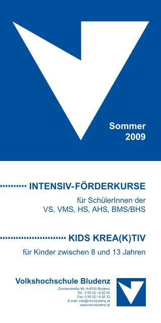 VHS Folder Sommer09 - Volkshochschule Bludenz