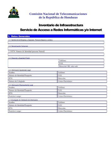 Formato Inventario Infraestructura, Internet - Comisión Nacional de ...