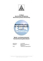 Manteltarifvertrag fÃ¼r Auszubildende - IG Metall Baden-WÃ¼rttemberg