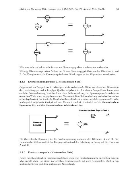 vorläufiges Skript zur Vorlesung ES1 - Elektrotechnik