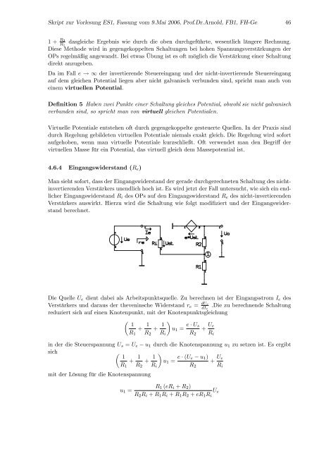 vorläufiges Skript zur Vorlesung ES1 - Elektrotechnik