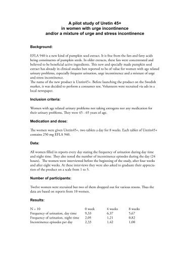 A pilot study of Uretin 45+ in women with urge incontinence and/or a ...