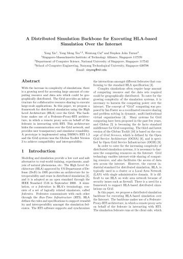 A Distributed Simulation Backbone for Executing HLA-based ...