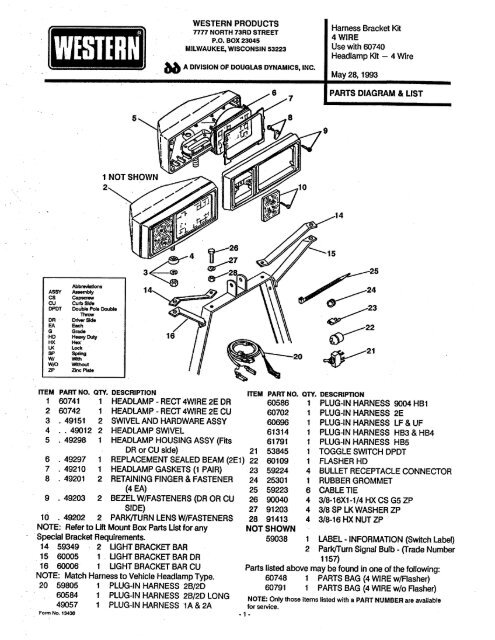 PL/II Harness/Bracket Kit 4-Wire (Use with Headlamp Kit 4-Wire ...