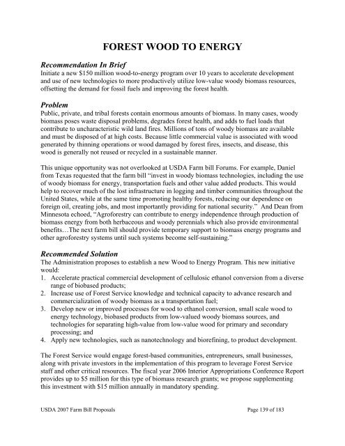 USDA 2007 Farm Bill Proposals - US Department of Agriculture