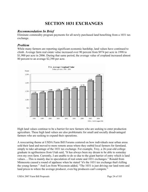 USDA 2007 Farm Bill Proposals - US Department of Agriculture