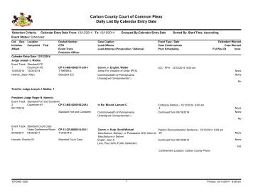 Weekly Criminal Calendar - Carbon County Courts
