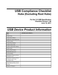 USB Compliance Checklist USB Device Product Information - USB.org