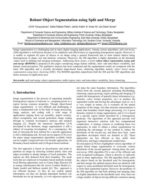 Robust Object Segmentation using Split and Merge - East West ...