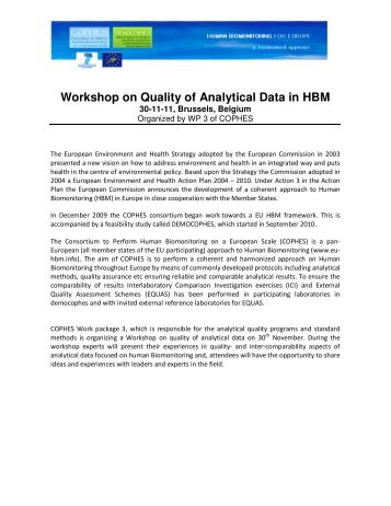 Workshop on Quality of Analytical Data in HBM - COPHES