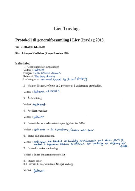 Protokoll til Generalforsamling 2013.pdf - Det Norske Travselskap