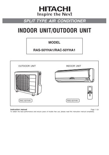 RAS-50YHA1/RAC-50YHA1 - Hitachi Air Conditioning Products