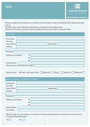 Download the Wills questionnaire - Linder Myers Solicitors