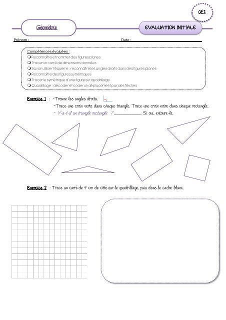 Eval diagnostique CE2 - classeurdecole