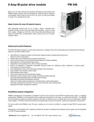 datasheet: pdf - Mclennan Servo Supplies Ltd.