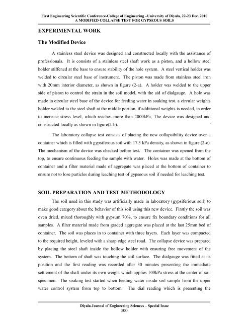 A MODIFIED COLLAPSE TEST FOR GYPSEOUS SOILS