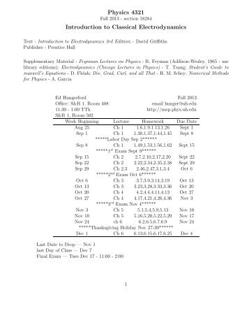 Physics 4321 Introduction to Classical Electrodynamics