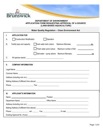 application form requesting approval of a source - Government of ...
