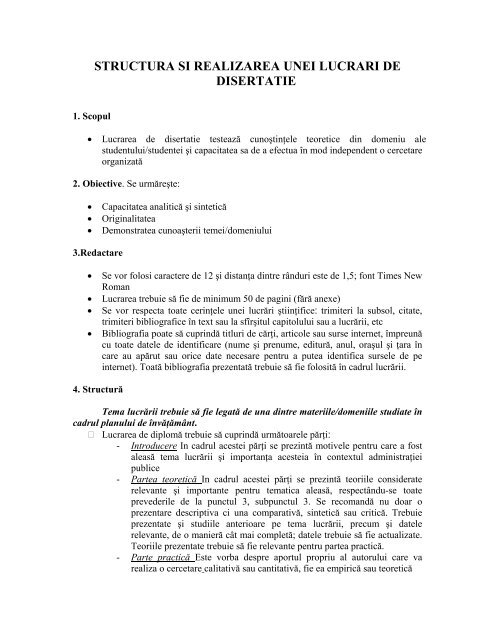 Structura Si Realizarea Unei Lucrari De Diploma