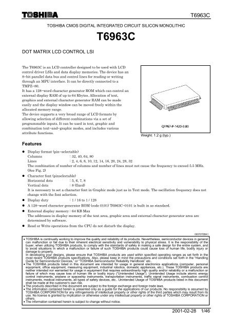 Toshiba T6963C GLCD datasheet - Roman Black