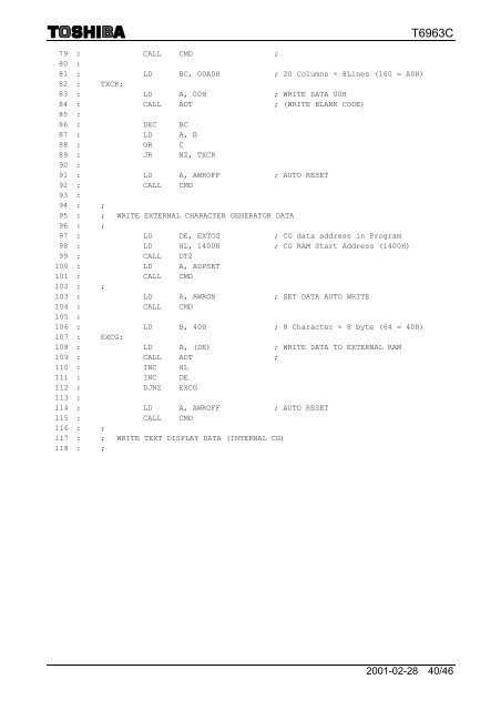 Toshiba T6963C GLCD datasheet - Roman Black