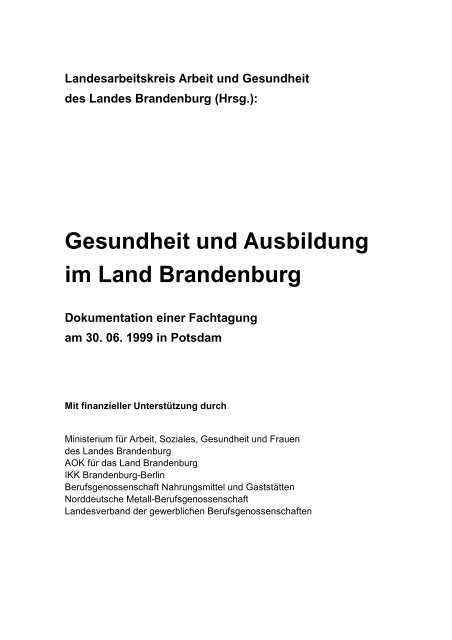 Gesundheit und Ausbildung im Land Brandenburg - Brandenburg.de